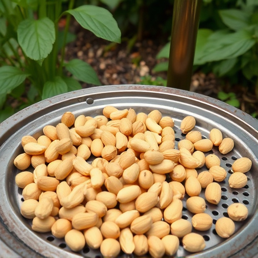 Peanuts scattered on garden feeding tray