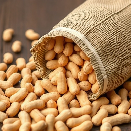 Peanuts spilling from open seed bag