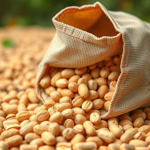 Peanuts spilling from open seed bag