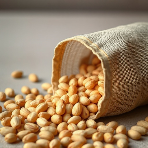 Peanuts spilling from open seed bag