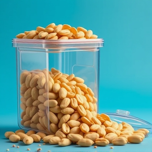 Peanuts spilling from open storage container