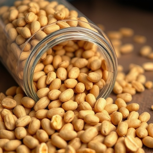 Peanuts spilling from open storage container