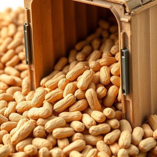 Peanuts spilling from open storage container