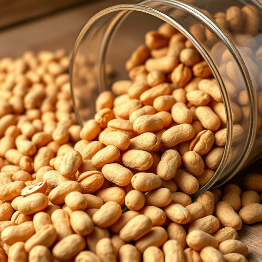 Peanuts spilling from open storage container