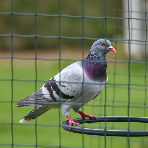 Pigeon blocked by feeder guard