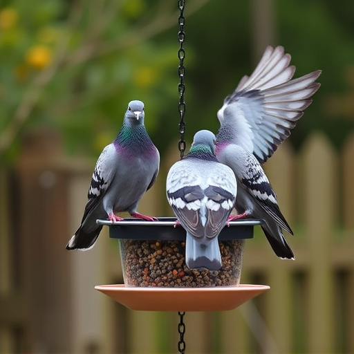 Pigeons excluded by clever feeder design
