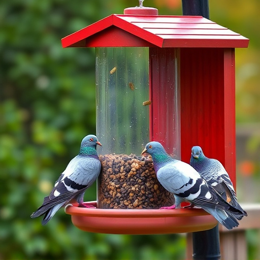 Pigeons excluded by clever feeder design