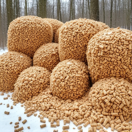 Piles of suet pellets for winter