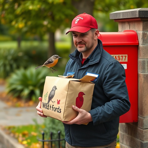 Postman delivering wild bird food parcel