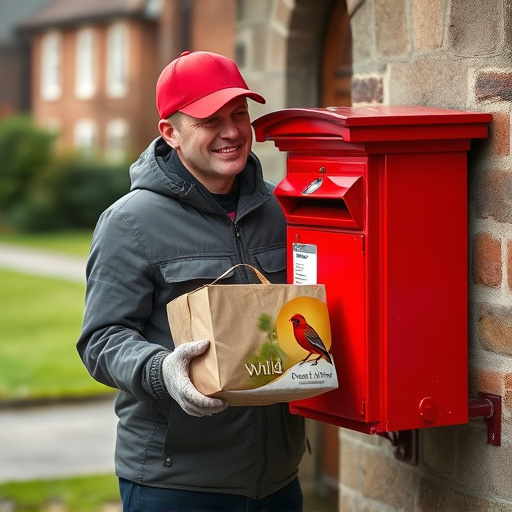 Postman delivering wild bird food parcel