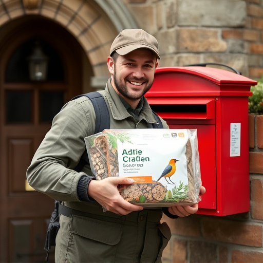 Postman delivering wild bird food parcel