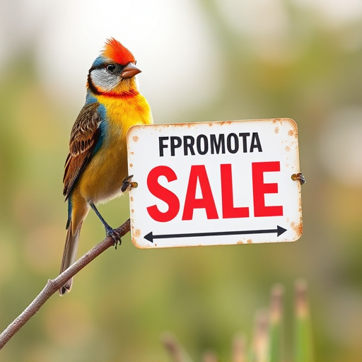 Promotional sale sign on bird food