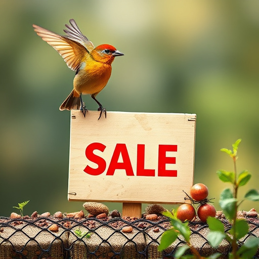 Promotional sale sign on bird food
