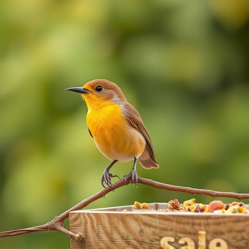 Promotional sale sign on bird food
