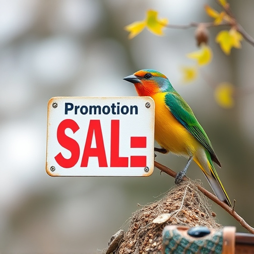 Promotional sale sign on bird food