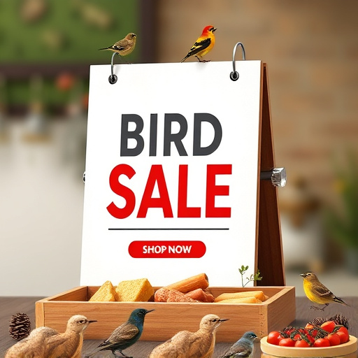 Promotional sale sign on bird food