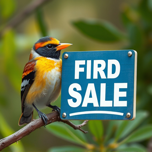 Promotional sale sign on bird food