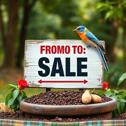 Promotional sale sign on bird food