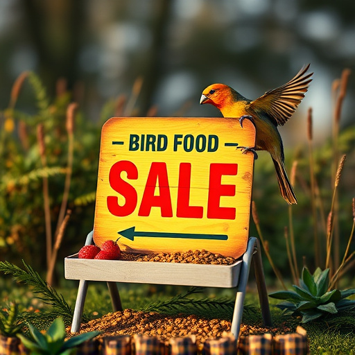 Promotional sale sign on bird food