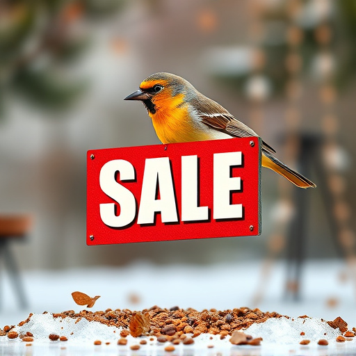 Promotional sale sign on bird food