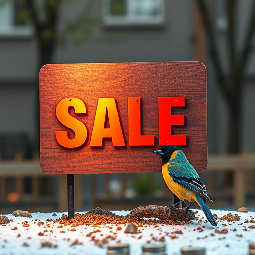 Promotional sale sign on bird food
