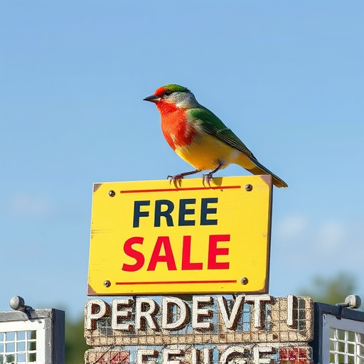 Promotional sale sign on bird food