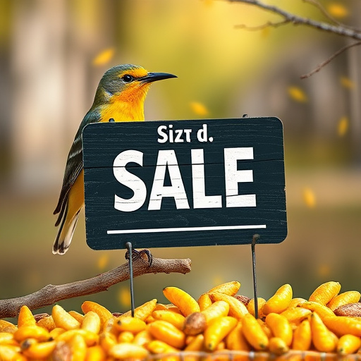 Promotional sale sign on bird food