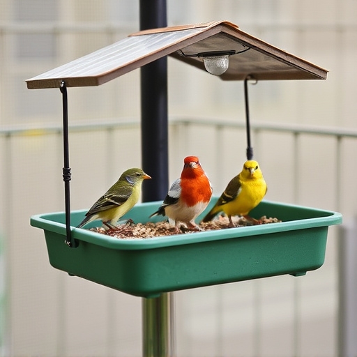 Raised bird tray with protective roof