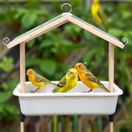 Raised bird tray with protective roof