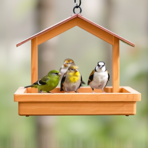 Raised bird tray with protective roof