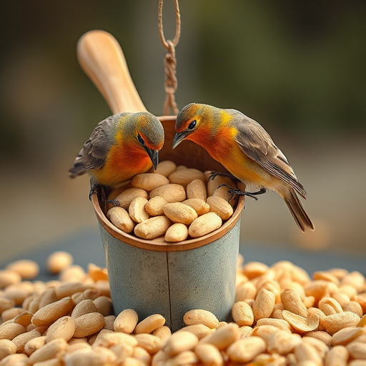 Refill scoop of peanuts for birds
