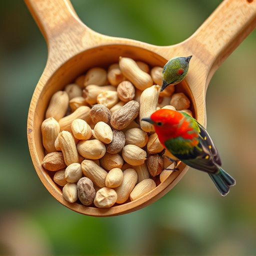 Refill scoop of peanuts for birds