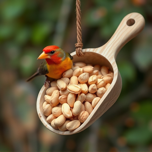 Refill scoop of peanuts for birds
