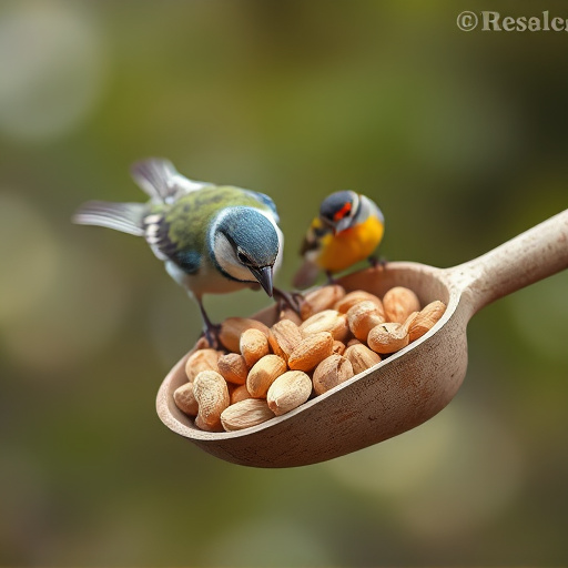 Refill scoop of peanuts for birds