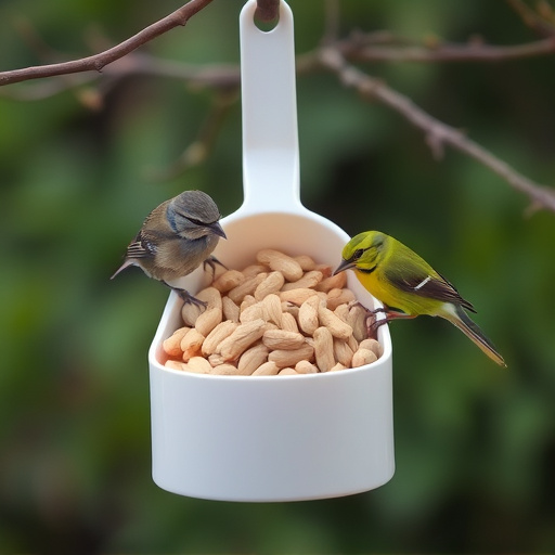 Refill scoop of peanuts for birds