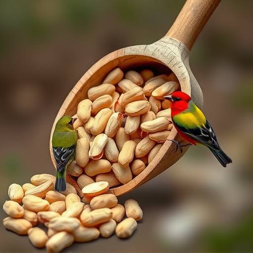 Refill scoop of peanuts for birds