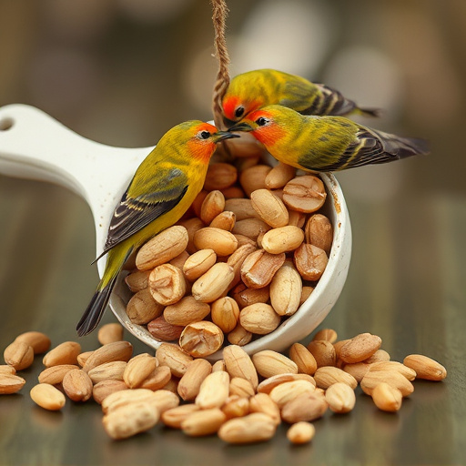 Refill scoop of peanuts for birds