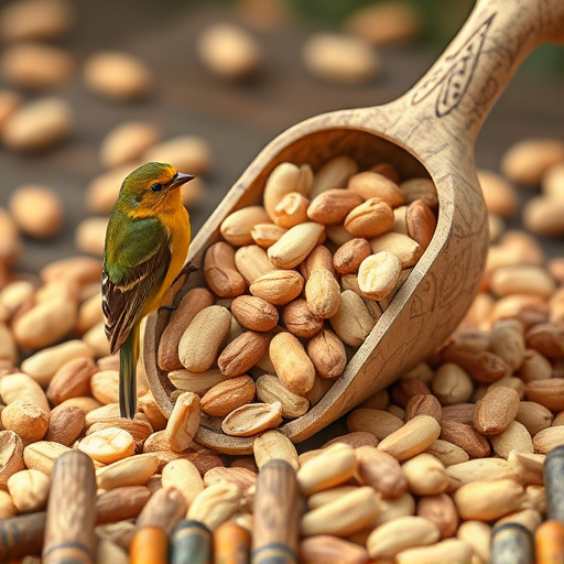 Refill scoop of peanuts for birds