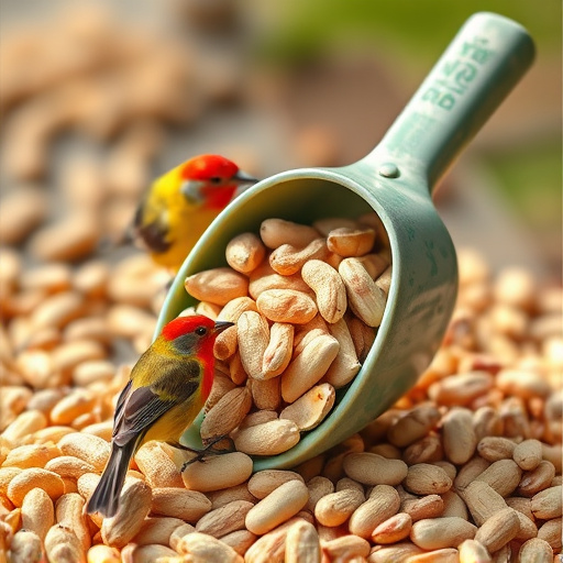 Refill scoop of peanuts for birds