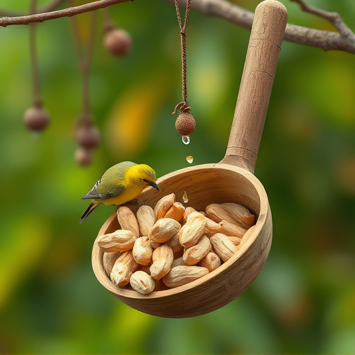 Refill scoop of peanuts for birds