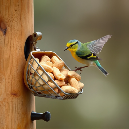 Refill scoop of peanuts for birds