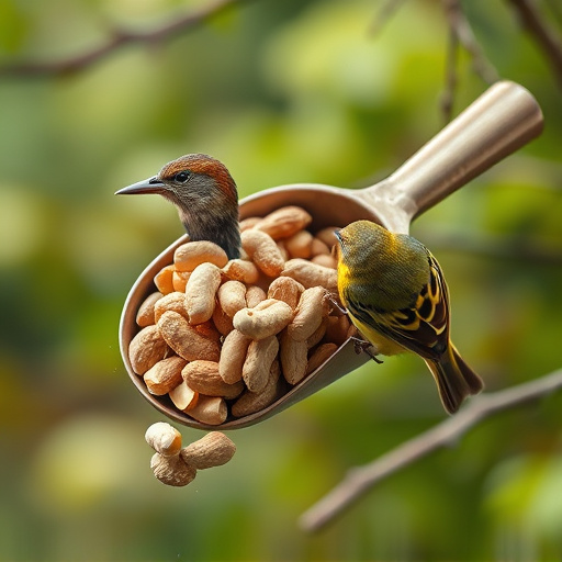 Refill scoop of peanuts for birds