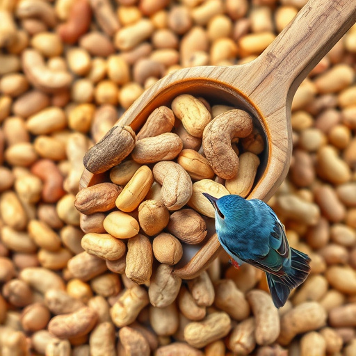 Refill scoop of peanuts for birds