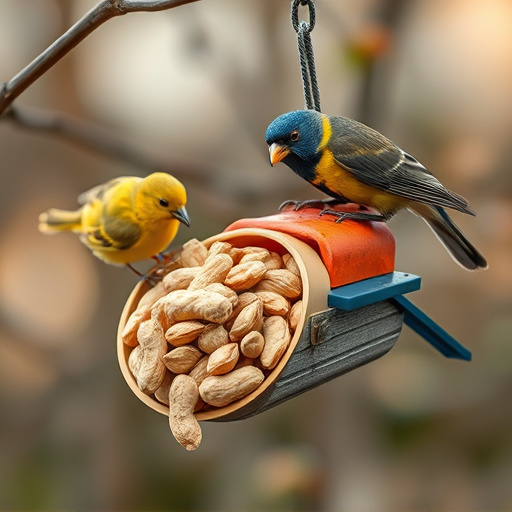 Refill scoop of peanuts for birds