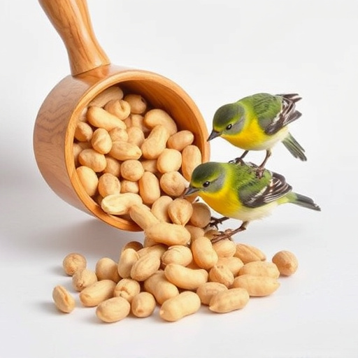 Refill scoop of peanuts for birds