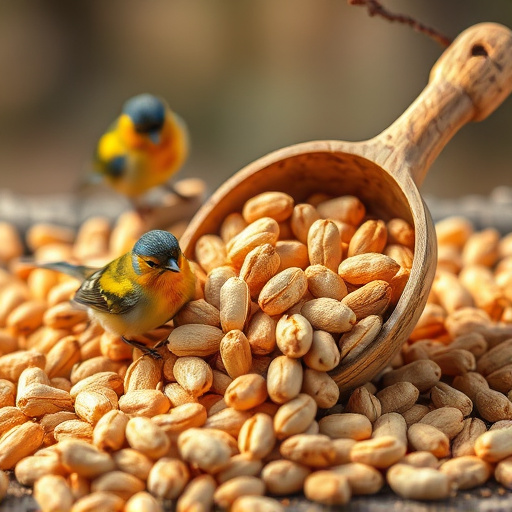 Refill scoop of peanuts for birds