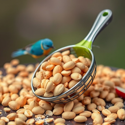 Refill scoop of peanuts for birds