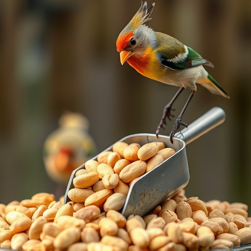 Refill scoop of peanuts for birds