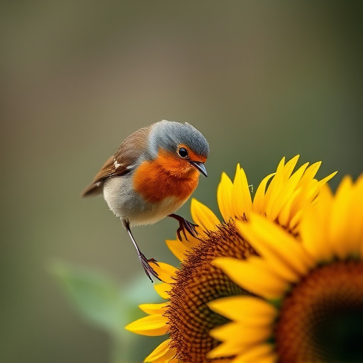 Robin feeding on sunflower hearts