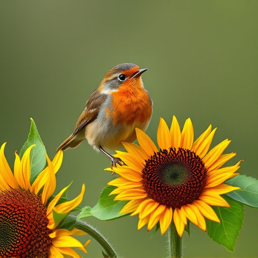 Robin feeding on sunflower hearts